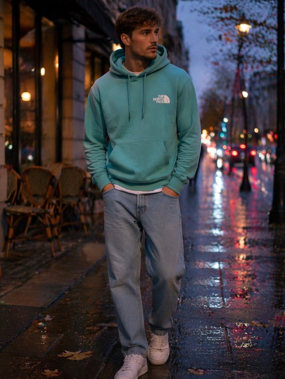 The North Face Teal Hoodie with Front Logo